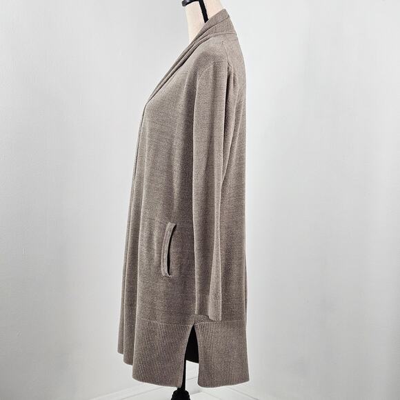 Barefoot Dreams Open Front Cardigan Sweater Long Neutral Taupe | Women's Medium - Picture 10 of 16